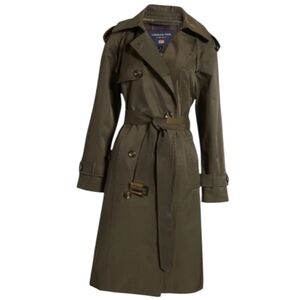 London Fog Water Resistant Women's Olive Trench Coat- Vintage
